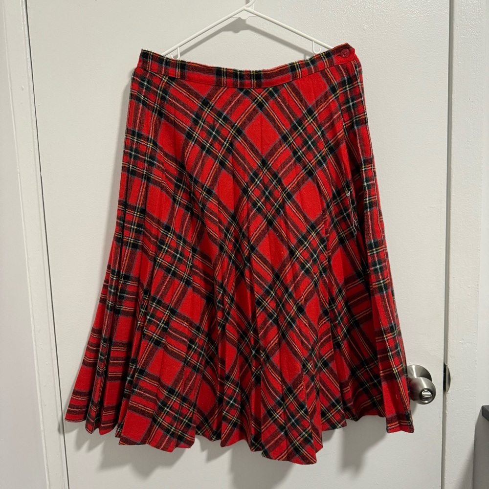 Vintage Red Tartan Plaid Skirt